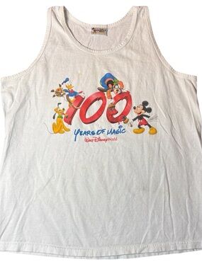 Disney World 100 Years of Magic Tank Top Mickey Goofy Pluto Vintage Style Tee
